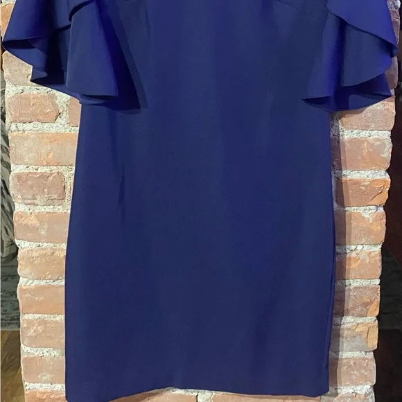 NWOT Trina Turk Deep Purple Midi Dress w/V Neck and Wrap Sleeves Zipper Back - Picture 9 of 11